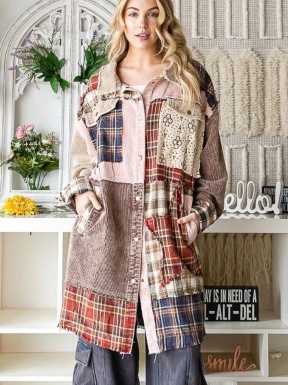 Oli & Hali | STAR Patchwork & Corduroy Jacket Sz L - Picture 3 of 16
